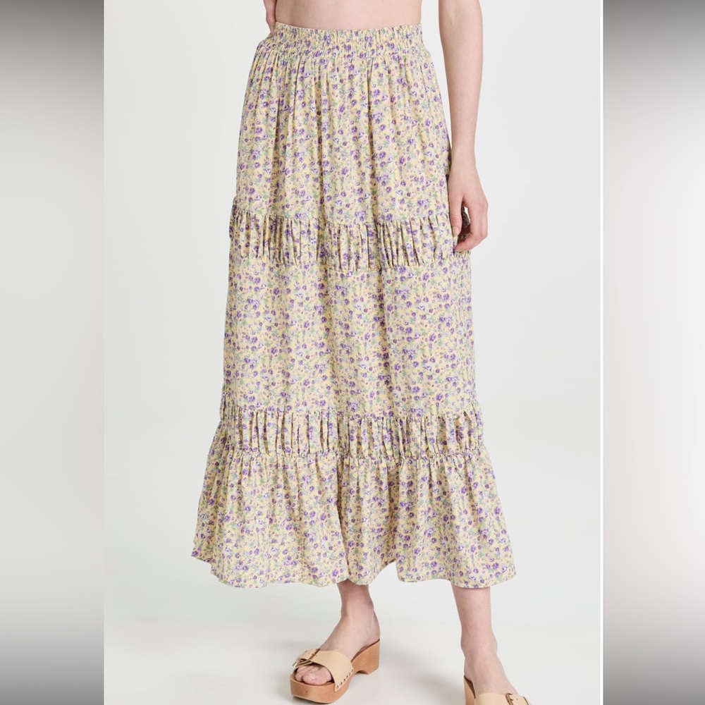 NWT English Factory maxi tier purple floral skirt